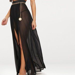 Minah Black Mesh Maxi Skirt